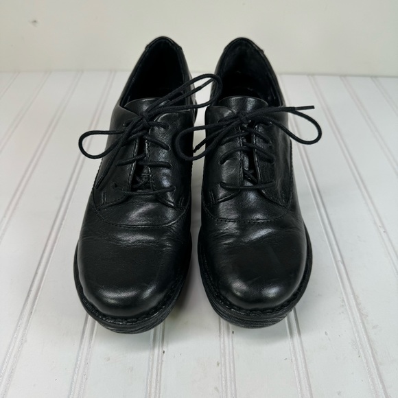 Born Nikolina black leather platform lace up shoes - Picture 3 of 11